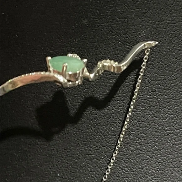 NWT Elegant Heartbeat 925 Silver Necklace with Natural Green Emerald Gemstone - Picture 11 of 11